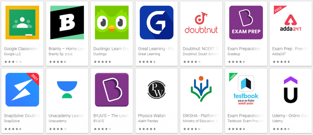 घर बैठे online पढ़ाई करने के लिए top 10 best educational apps बता रहे है जो india में available है . education के लिए बढ़िया , पढ़ाई के लिए सबसे अच्छा ऐप है