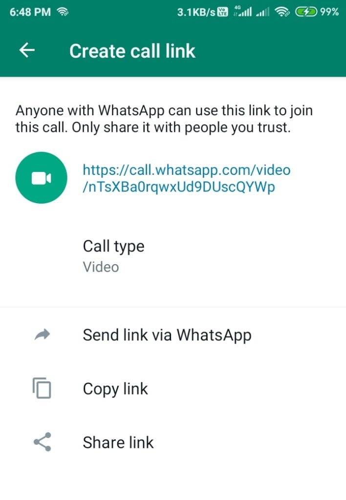 Create and Share WhatsApp Call Link with Anyone