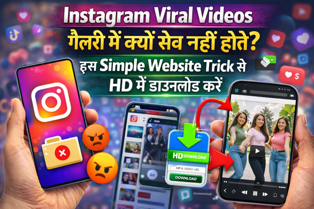Instagram Viral Videos गैलरी में क्यों सेव नहीं होते? इस Simple Website Trick से HD में डाउनलोड करें